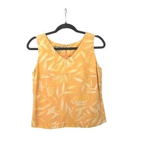 Tommy Bahama Silk Tropical Orange Yellow Sleeveless Crop Tank Top Size Women's 6